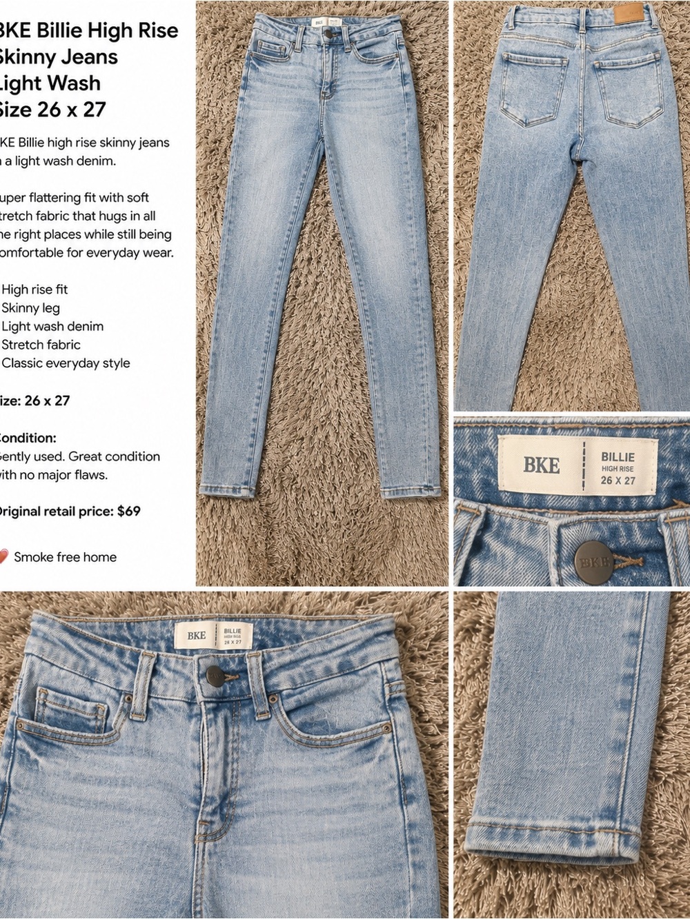 BKE Billie High Rise Skinny Jeans - Light Blue